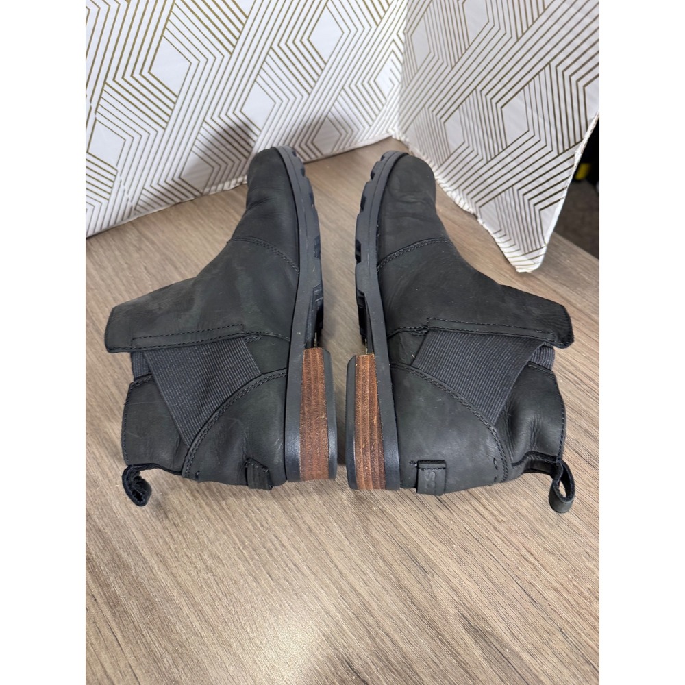 Sorel Emelie Chelsea Waterproof Black Leather Ankle Boots NL2671-010 Womens 9 - Picture 4 of 13